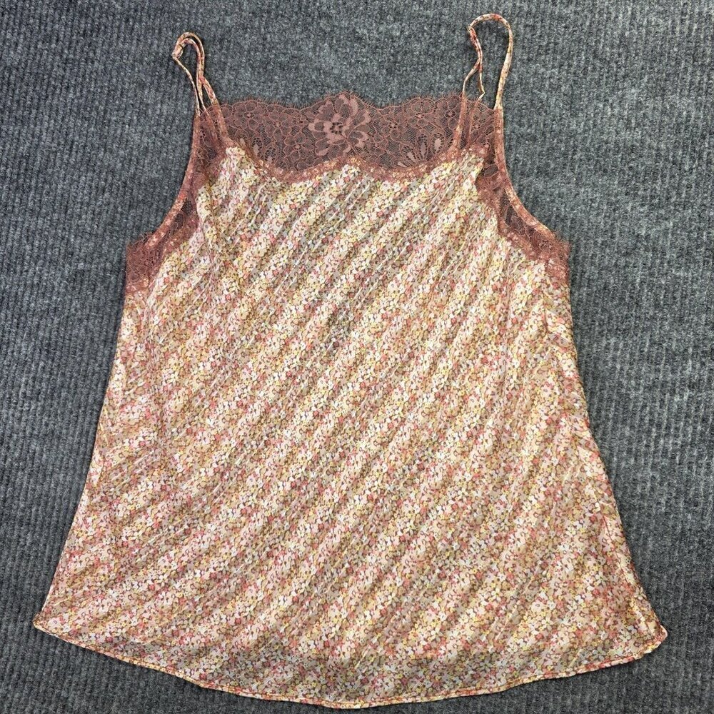 Victorias Secret Camisole Top Women Large Floral Lace Tank Cami Babydoll Cottage
